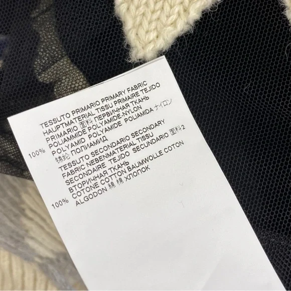 Maison Margiela NWT Ivory Black Zig Zag Mesh Panel Sleeveless Sweater Size 40